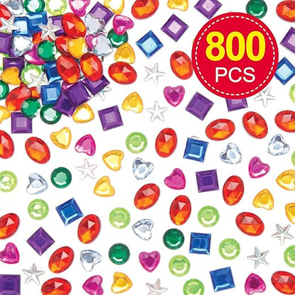Baker Ross AW976 Self Adhesive Acrylic Jewels Value Tub - Pack of 800, Arts and Crafts for Kids