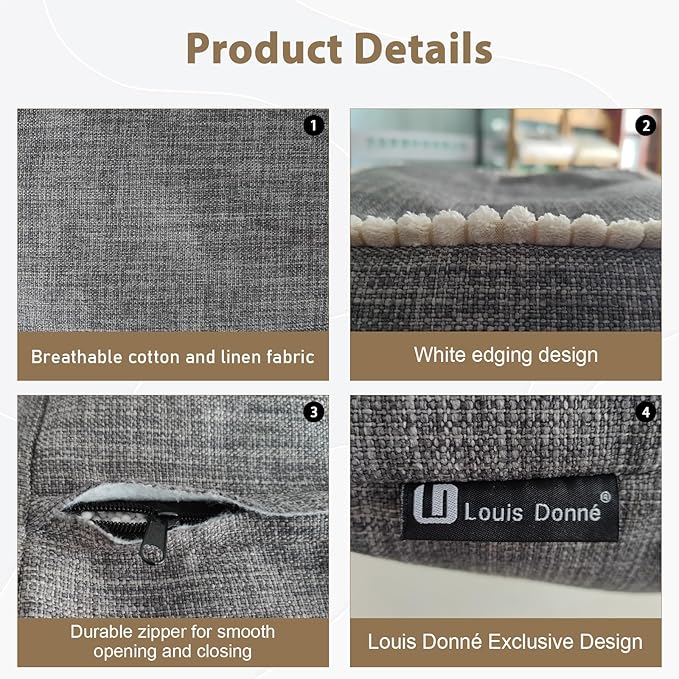 Louis Donné Boho Neutral Decorative Unstuffed Pouf Cover, Poofy Ottomans Foot Rest for Living Room Floor Cushion Footstool Moroccan Tufted for Storage 45x45 Camping (Only Cover) (No Filler)