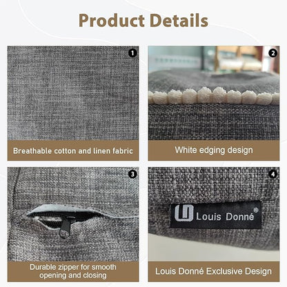 Louis Donné Boho Neutral Decorative Unstuffed Pouf Cover, Poofy Ottomans Foot Rest for Living Room Floor Cushion Footstool Moroccan Tufted for Storage 45x45 Camping (Only Cover) (No Filler)