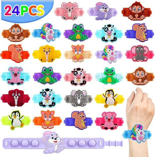 Party Favors for Kids Pop Bracelets 24 PACK Animal Fidget Bracelets,Birthday Gifts,Goodie Bag Stuffers,Carnival Prizes,Classroom Prizes