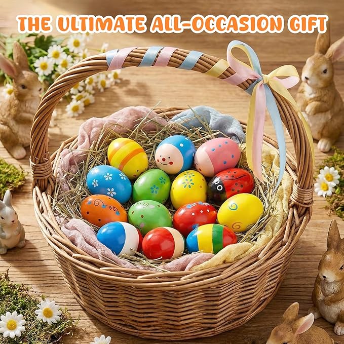 POPLAY 15PCS Egg Shakers, Maracas for Kids Musical Instruments for Babies Hand Percussion Shakers Musical Eggs for Easter Basket Stuffers Party Favors