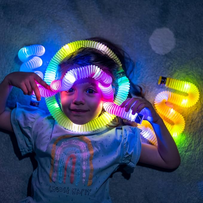 nutty toys Light Up Pop Tubes - Sensory Toys - Glow Sticks for Kids, Fine Motor Skills Toddler Fidget, Top ADHD & Autism 2025, Best Preschool Gifts Idea, Unique Boy & Girl Valentines Day Presents