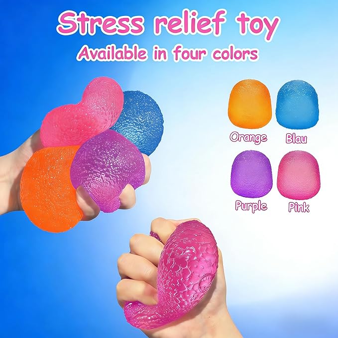 4 Pcs Squishy Fidget Toys Stress for Kids and Adults, Super Solid Squeeze Ball, Sensory for Stress Relief, Birthday, Easter Basket Stuffers and Party Favors