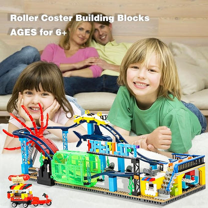 Roller Coaster Building Blocks Set (1308PCS), Compatible with Lego Sets for Boys 8-14, Friends Aquarium Theme Building Kit with Sharks & Cuttlefish Building Toys Gift for Girls