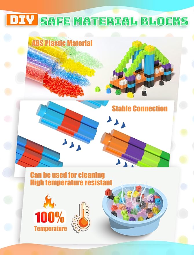 Building Blocks Construction Toy Set 500Pcs Interlocking Plastic STEM Building Toys for Kids Age 4-8,Creativity Preschool Toy for Brain Development & Hands-On Ability Improvement Toy for Boys & Girls