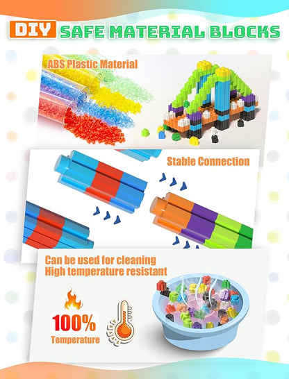 Building Blocks Construction Toy Set 500Pcs Interlocking Plastic STEM Building Toys for Kids Age 4-8,Creativity Preschool Toy for Brain Development & Hands-On Ability Improvement Toy for Boys & Girls