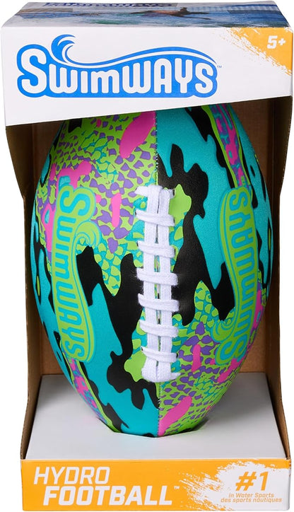 SwimWays Hydro Waterproof Football, Outdoor Games for Adults and Kids, Swimming Pool Accessories and Pool Party Games,9.25 Inches, Blue