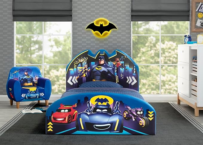 Delta Children Batman Batwheels Upholstered Twin Bed, Blue