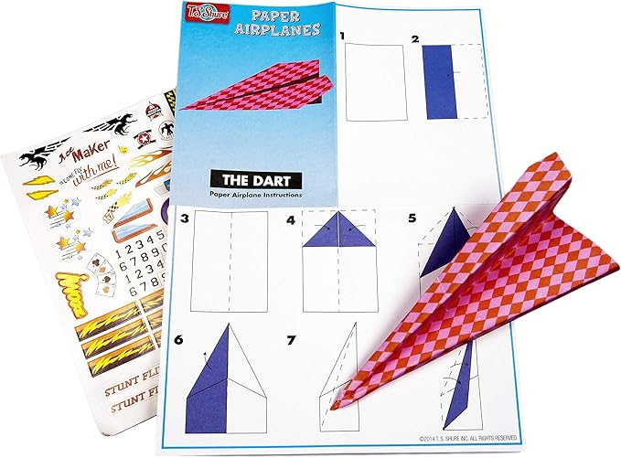 Bendon TS Shure Paper Airplanes Mini Activity Tin with 20 Paper Airplanes and Sticker Sheet 50435