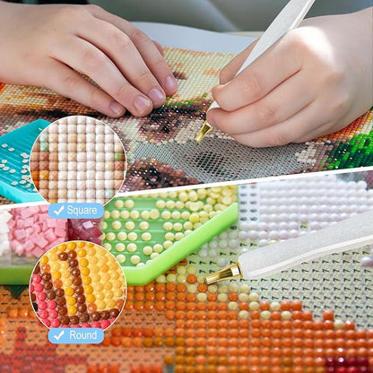 22PCS DIY Diamond Art Pen Painting Tool Set - Metal Threaded Tip Accessories Gem Resin Dotting Pen Supplies Kit (White Pen + 12 Tips + 9 Dotting Clay)