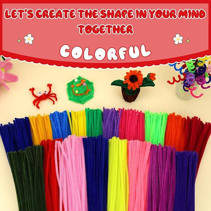 Pipe Cleaners, 100PCS Red Pipe Cleaners Craft Supplies, Pipe Cleaners Bulk Fuzzy Sticks for DIY Art and Craft Projects Home Decoration