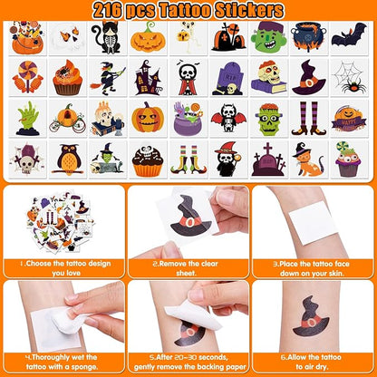 MGparty 288 Pack Halloween Party Favors Bulk Toys for Kids - Tattoos Stamps Slap Bracelets Rubber Bracelets Halloween Pinata Stuffers Trick-or-Treat Goodie Bag Fillers Classroom Game Prizes