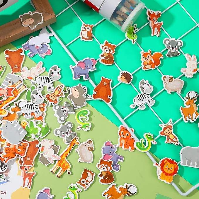 JULBEAR 300 Pieces Animals Foam Stickers Bulk Self-Adhesive Cartoon Forest Animals Reward Stickers for Arts Crafts Animals Forest Theme Party Favors Decoration Home Classroom Teaching DIY Supplies