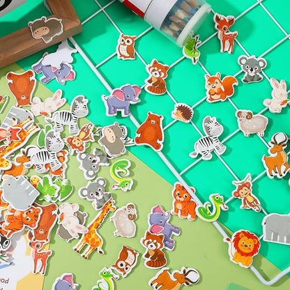 JULBEAR 300 Pieces Animals Foam Stickers Bulk Self-Adhesive Cartoon Forest Animals Reward Stickers for Arts Crafts Animals Forest Theme Party Favors Decoration Home Classroom Teaching DIY Supplies