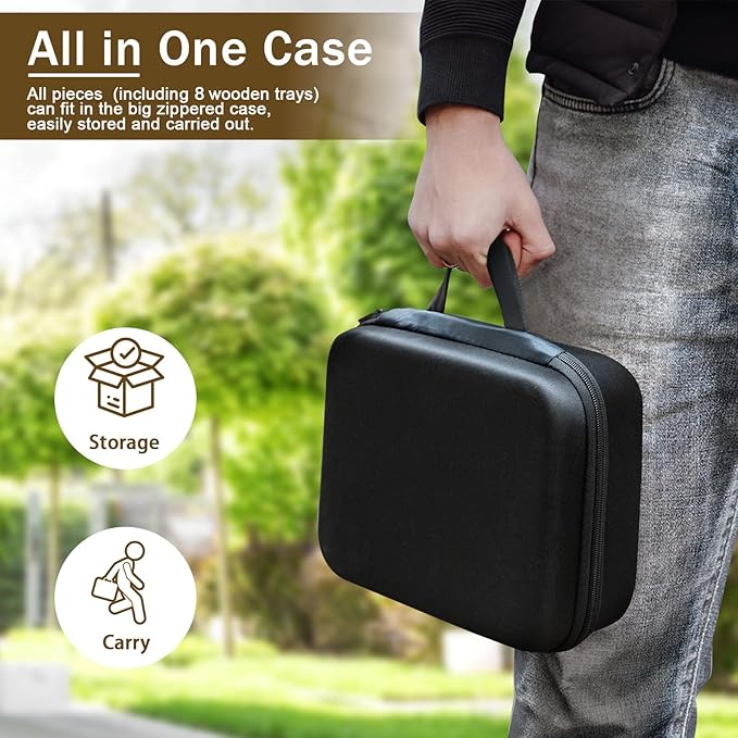 Mexican Train Dominoes Set with Numbers and 8 Wooden Trays/Racks, Double 12 Dominos Travel Set with 8 Tiles Holders, 91 Tiles Double 12 Colored Dominoes Game Set with Portable Case for Families Kids