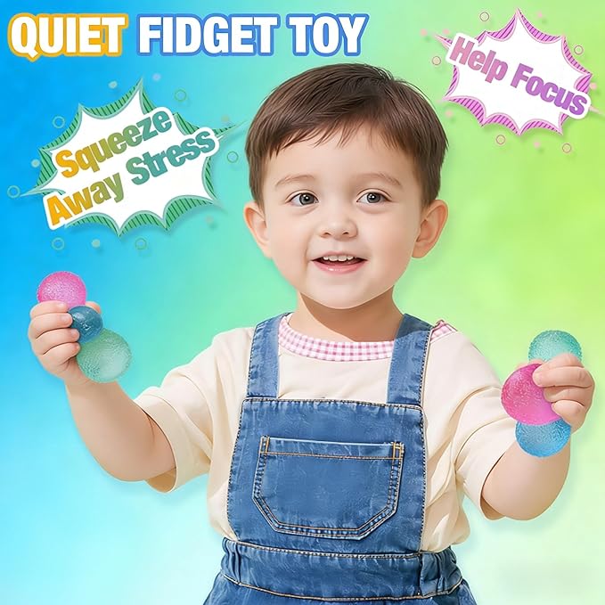 3 Pcs 1.45’’ Textured Stress Balls, Silky Soft Memory Gel Squeeze Balls, Anxiety Stress Relief Fidget Toys for Kids Adults, Warm Series Squishy Fidget Balls Pack