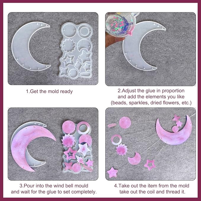 Wind Chimes Resin Molds Silicone Bundle Moon Mold for Home Decor Create Art DIY Wind-Bell Supplies Epoxy Acrylic Resin Molds Decorations Kit