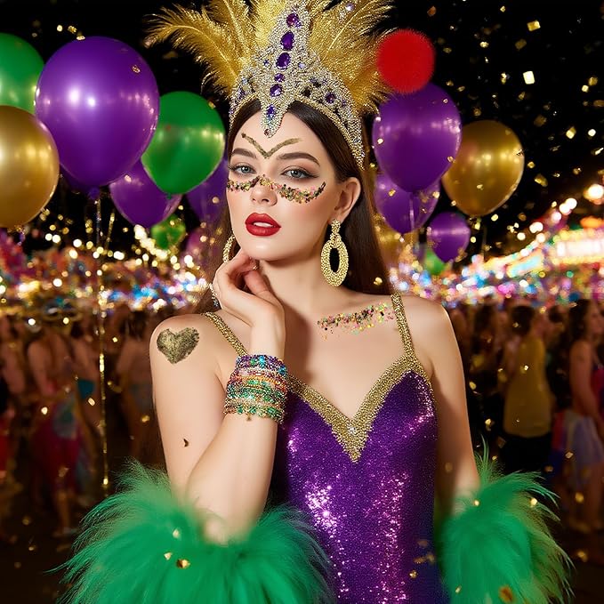 Teenitor Body Glitter Face Glitter, Gold Purple Green Mixed Festival Glitter, Hair Glitter Gel for Festival Rave