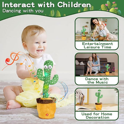 Dancing Talking Cactus Baby Toys, Easter Gifts/Easter Basket Stuffers for Kids, Singing Mimicking Recording Toys Repeats What You Say, Comes with English Songs Talking Musical Toy (Non-Rechargeable)