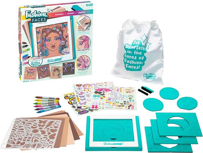 Fashion Faces Mix & Match Fashion Designer Kit for Girls, Kids Arts & Crafts Ages 6+, Girls’ Fashion Hair & Makeup Looks, Gifts for 6 Year Old Girl, Toys for Girls, Little Girl Gifts, Fashion Plates