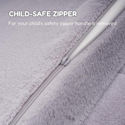 Kids Sofa Chair for Toddler, 2-in-1 Folding Soft Baby Couch with Removable Cover, Comfy Plush Children's Recliner, Convertible Floor Sofa Bed to Lounger for Girls Boys Age 1-3,Owls Grey