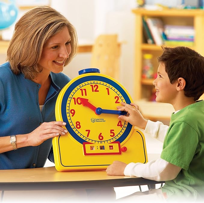 Learning Resources Primary Time Teacher 12-Hour Learning Clock, Teaching Clocks for Kids, Ages 4+