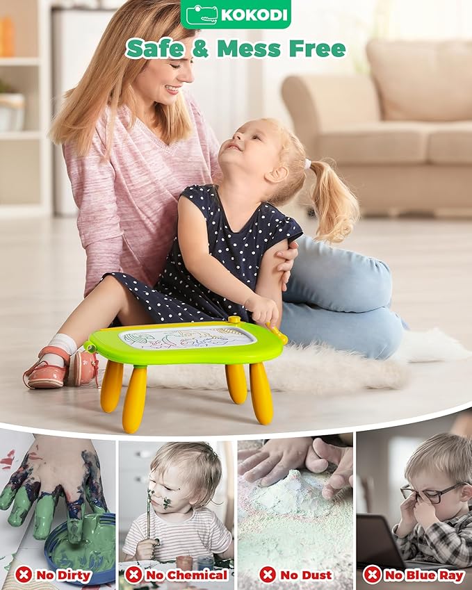 KOKODI Toys Gifts for 1 2 3 Years Old Girl, Sturdy Magnetic Drawing Board Sketch Doodle Pad, Educational Learning Birthday Toddler Easter Basket Stuffers Kids- Left Hands Friendly