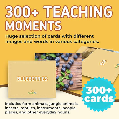 300 Noun Vocabulary Builder Flash Cards, Photo Cards with Learning Games and Teaching Materials for Speech Therapy, ESL, Preschool, Homeschool, Toddlers, Adults, Autism, Dementia, ABA, and Aphasia
