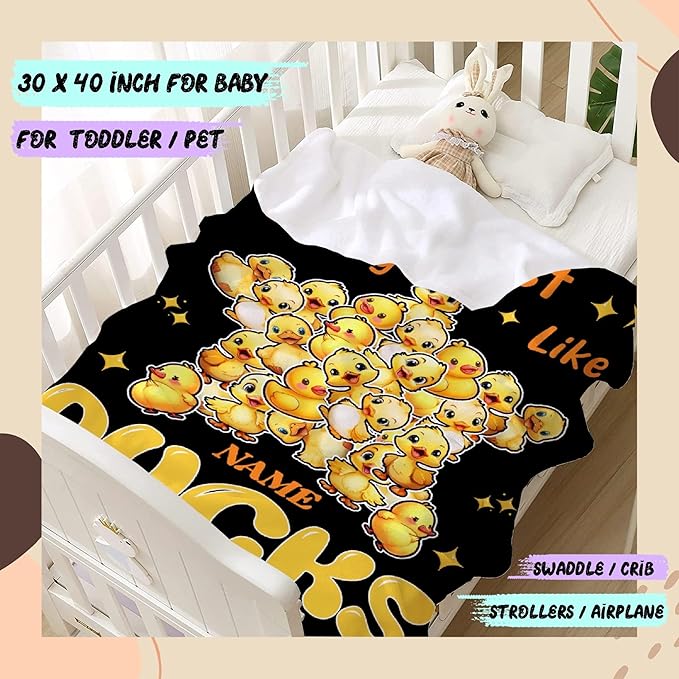 Costom Name Just Really Like Ducks Adult duck Blanket Kids Funny Blanket Suitable for Bedroom bed sofa Crib Couch Chair outdoor All Season Items That Yellow Duck Lovers Will Love 60"x50"for Teens