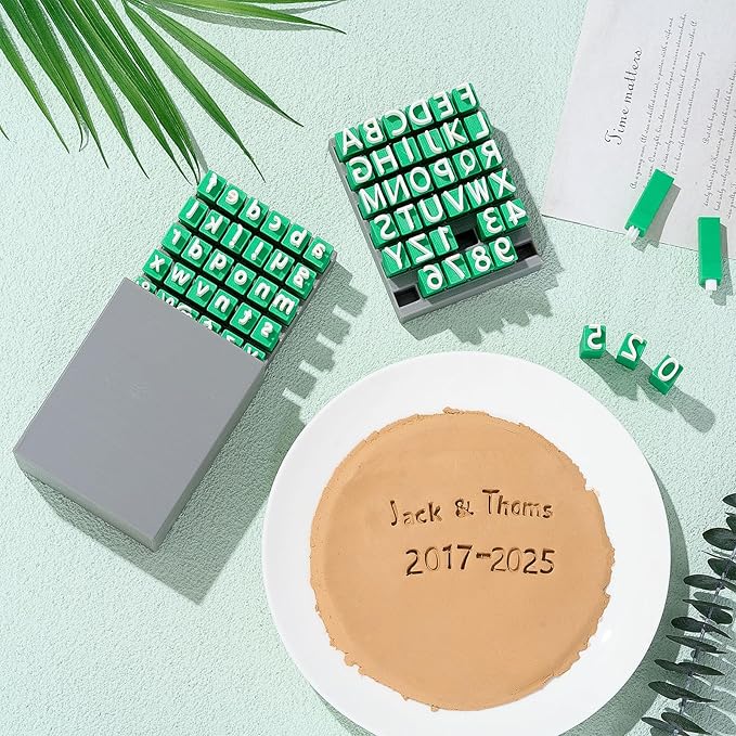 AceOrbit 72pcs Alphabet Stamps Set for Clay 1/2''/12.7mm Pottery Letter stamps for Clay Stepping Stone Mold Traditional Letters and Numbers Concrete Molds for Ceramics DlY Names Stepping Stone Pottery