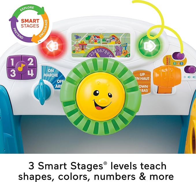 Fisher-Price Baby Learning Toy Laugh & Learn Crawl Around Car Activity Center with Smart Stages for Infants Ages 6+ Months, Blue (Amazon Exclusive)