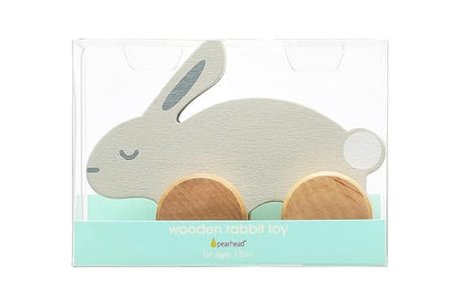 Pearhead Wooden Toy Bunny, Push and Pull Montessori Baby and Toddler Toy, Baby Girl or Baby Boy Nursery Accessory