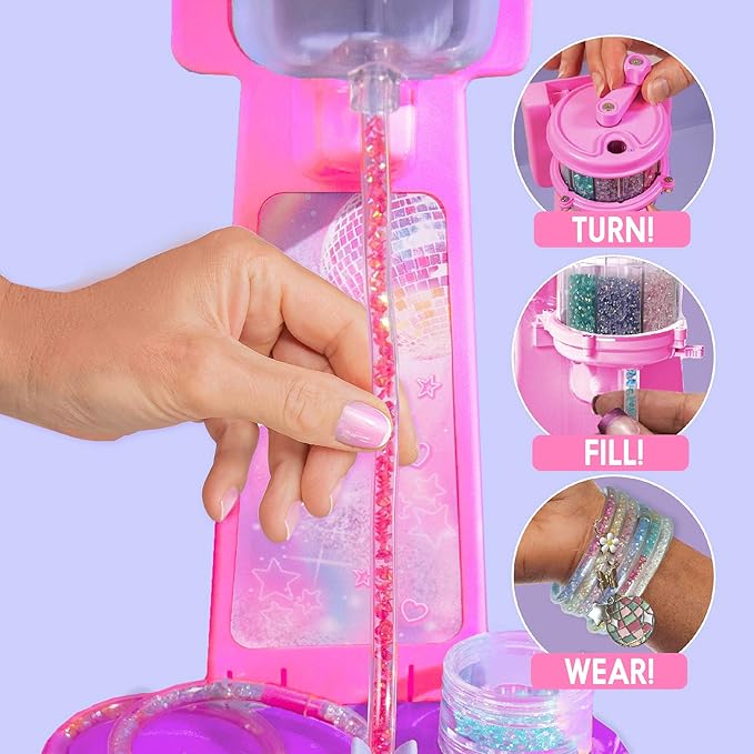 Just My Style Sparkle Pop Bracelet Maker, Make 10 Glitter Jelly Bracelets, Soft Glitter Filled Jelly Bangles, Bracelet Making Kit with Charms, Beads, Rhinestones, 90s Jewelry, Y2K Accessories