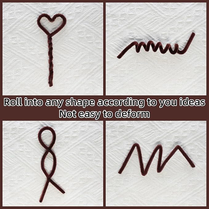 Qirimoi Brown Pipe Cleaners Craft Pipe Cleaners Bulk Pipecleaners Crafts Supplies，200Pcs Brown