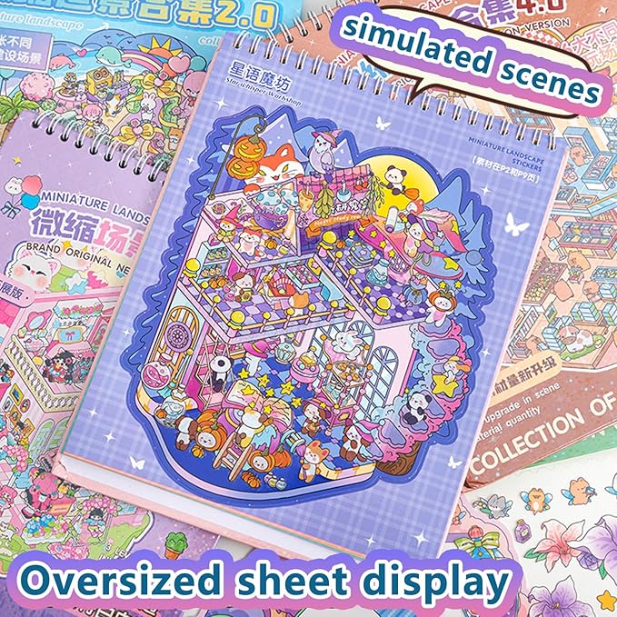 Large Sticker Book Collection, 700+ DIY 3D Sticker Scenes, Premium Reusable Craft Kit for Stress Relief, Mix and Match Creative Sets to Make Stickers for Gifts and Therapy [Lavender]