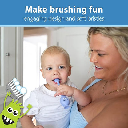 Dr. Brown's ToothScrubber Toothbrush, Three-Sided Toddler Training Toothbrush for Ages 1-4 Years with Suction Cup Base and Color Changing Bristles