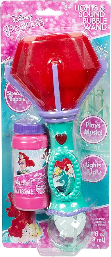 Little Kids Disney Little Mermaid Lights and Sound Musical Bubble Wand, Bubble Solution Included, Multi