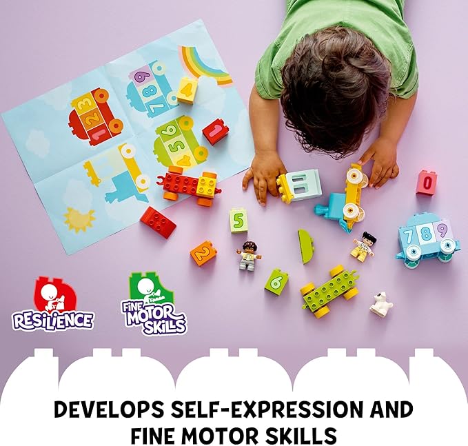 LEGO DUPLO My First Number Train Toy with Bricks for Learning Numbers, Preschool Educational Toys for 1.5-3 Year Old Toddlers, Girls & Boys, Early Development Activity Set, 10954