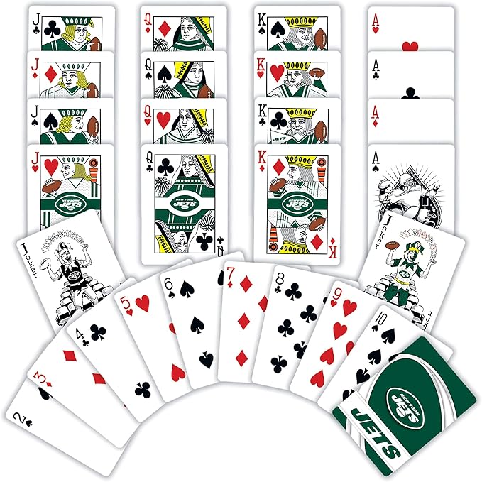 MasterPieces - NFL Playing Cards, Officially Licensed New York Jets Football Deck, Family Games for Adults and Kids, Standard Index