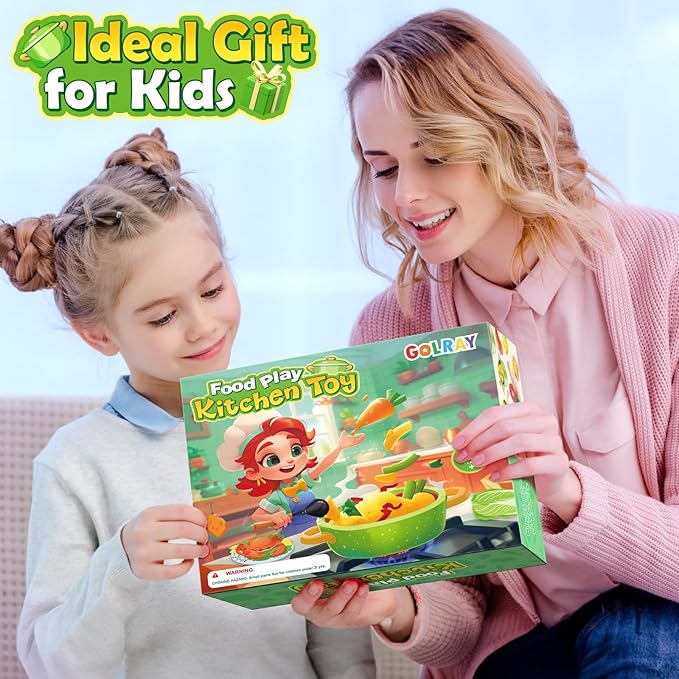 Play Kitchen Accessories Play Food Set for Kids, Stainless Steel Pots and Pans Cooking Set for Toddlers Pretend Food Toys, Kitchen Playset for Kids Ages 4-8 Birthday for Boys and Girls