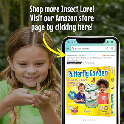 Insect Lore Butterfly Garden - 8" Habitat | 1 Cup of Live Baby Caterpillars | Life Cycle Figurines, Stickers, Wind up, Mini Habitat | Birthday or Teacher Gift Set
