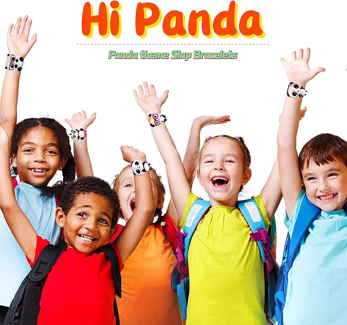 Panda Slap Bracelets for Kids Party Favors-Panda Theme Birthday Decorations(6pack) for Boys&Girls Panda Theme Party Supplies Carnival Prizes Classroom Exchanging Gifts