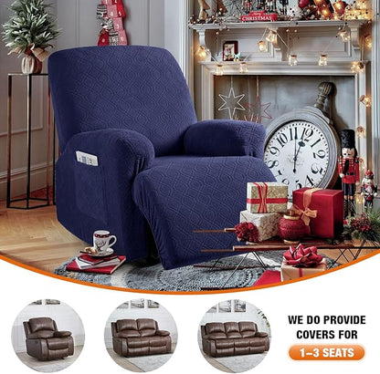 VANSOFY Recliner Chair Cover, 3-Pieces Stretch Lazy Boy Recliner Covers for Recliner Chair Soft Reclining Chair Slipcover Furniture Protector for Dogs Cats(Navy Blue)