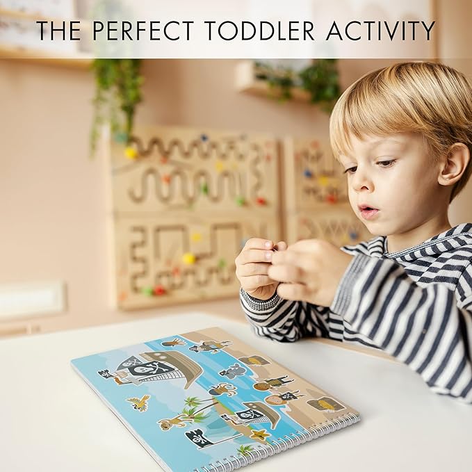 Fun Sticker Book For Toddlers 2-4 Years - Perfect Kids Activity Book With 500+ Beautiful Stickers & 12 Reusable Themes for Entertaining Boys & Girls 4-8 While Traveling - Incl. Animal & Coloring Pages