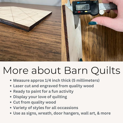 Mini Unfinished Barn Quilt Square Wooden Sign, Small Country Decor Canvas Quilts Blocks Bulk Set of 4 (3 inches, Old Maids Puzzle)