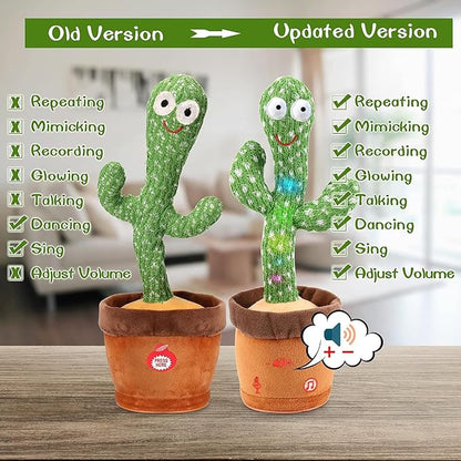Dancing Talking Cactus Toy for Baby Boys Girls Toys, Adjustable Volume Dancing Cactus Toy Singing Mimicking Recording Repeating What You Say with LED English Sing Talking 15 Second Voice Recorder