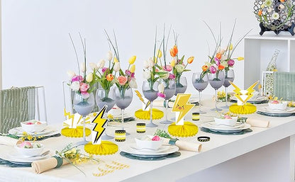 24 Lightning bolt Rubber Bracelets Silicone Wristbands,for Flash Weather Birthday Gender reveal Party Favors Supplies Decorations Favors