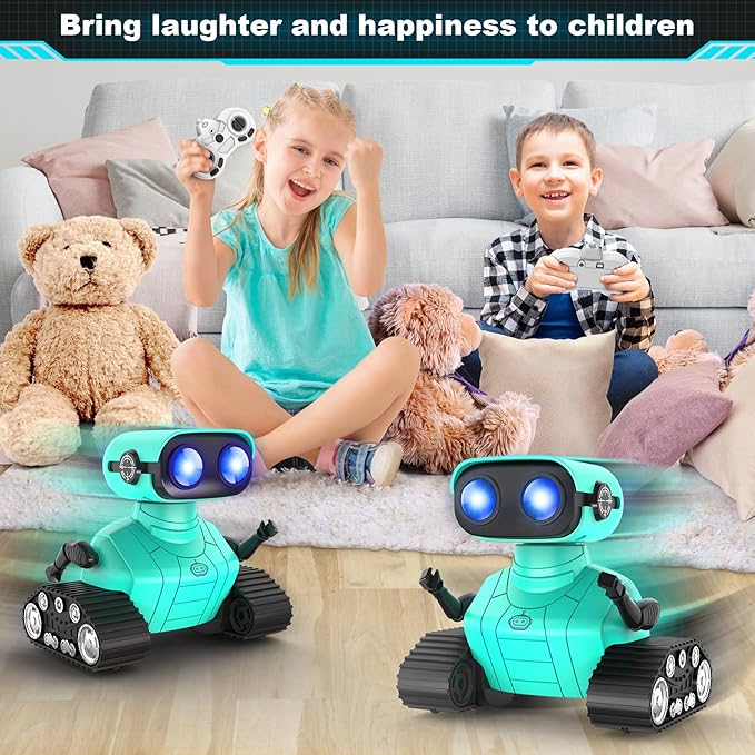 Hamourd Robot Toys - Kids Toys Rechargeable RC Robots, Remote Control Toy with Auto-Demonstration, Flexible Head & Arms, Dance Moves, Music, Shining LED Eyes, Girls Boys Toys Birthday
