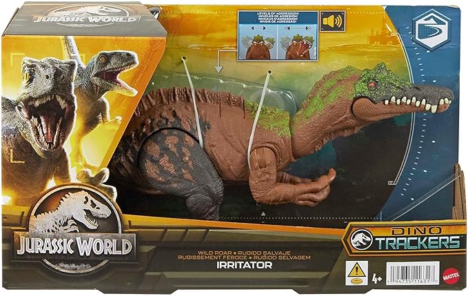 Mattel Jurassic World Wild Roar Dinosaur Toy with Sound & Attack Move, Irritator Posable Action Figure, 11 inches Long