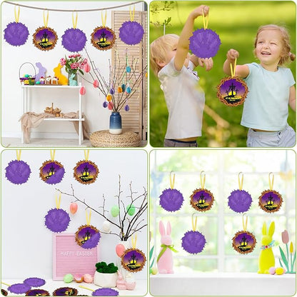 Liliful 60 Set Easter Crafts for Kids Religious Easter Cross Scratch Cards Colorful Scratch with 30 Wooden Scratch Tools Purple Crown of Thorns Crafts Kit for Kids Sunday School Holy Week Crafts